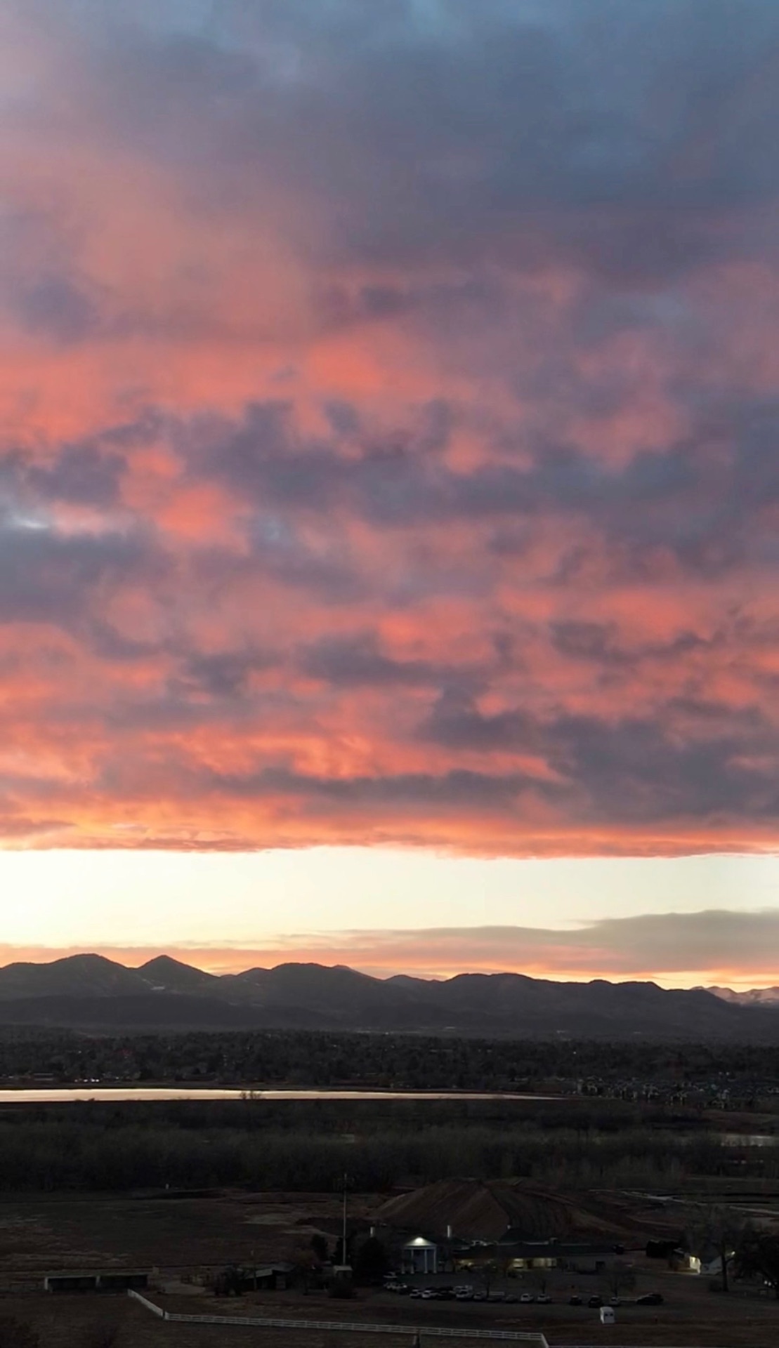 Pink sunset over the mountains in Littleton